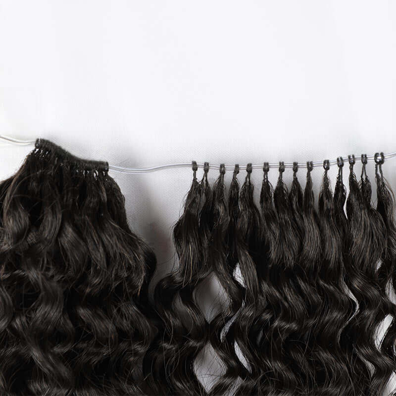 QVR Soft Deep Wave Feather Crochet Braid Natural Black Human Hair Extensions