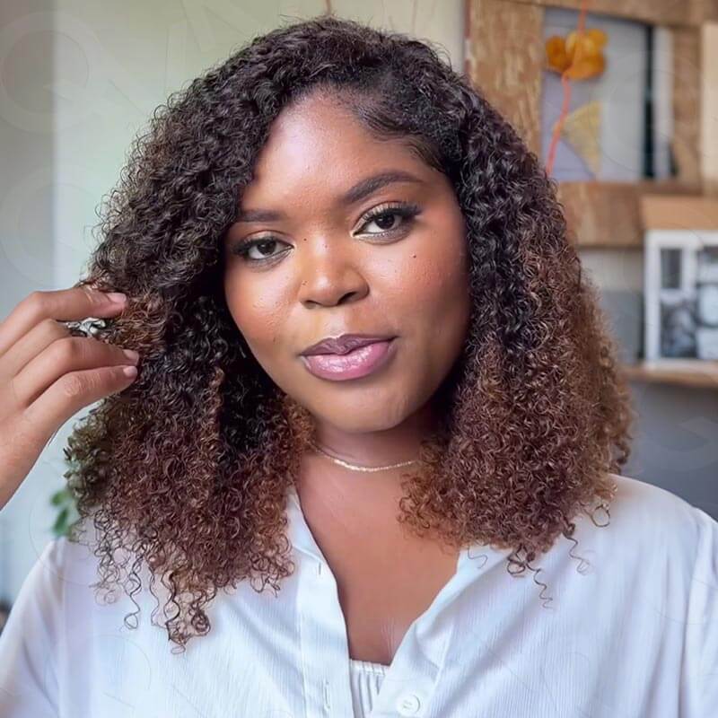 QVR Premium Chinese Hair Small Kinky Curly Virgin Human Crochet Hair Ombre #T2/30 Machine Made Feather Crochet Hairstyles