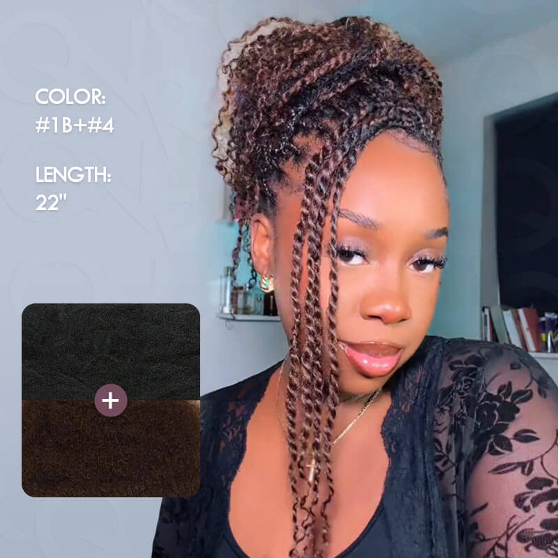 QVR #1B+#4 Two Colors Afro Kinky Bulk Human Hair For Braiding DreadLock