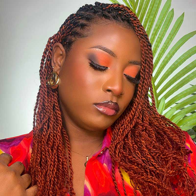 QVR Dark Orange Afro Kinky Bulk Hair Extensions For Braiding Dreadlock Human Hair